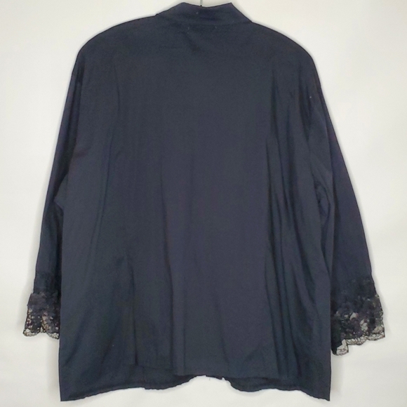 Ruffle Lace Front Shirt Size 2X Black Button-up Top Lace Trim Cuff Steampunk - Picture 4 of 13